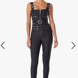 WeWoreWhat Plaid Print Moto Overalls